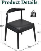 Farini Mid Century Modern Dining Chairs Set of 4, Solid Wood Frame Kitchen Chairs with PU Leather Upholstered Seat for Dining Room & Breakfast Nook,Black-Black