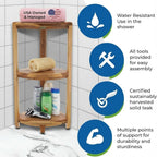 EcoDecors 3-Tier Shelf Waterproof Teak Wood Shower Shelf for Inside Shower Provides Storage, and Organization for Bathroom Accessories