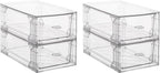 Stackable Pull-Out Storage Drawers，Easily Clean for Craft, and Toy Organization，Plastic Clear Organizer Bins with Handles for Kitchen Undersink，Cabinet，Fridge，Closet，Pantry，Office，Bathroom