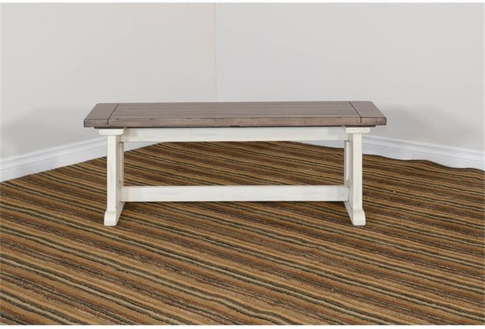 Pemberly Row Modern/Contemporary Farmhouse Wood Dining Bench, Solid Wood, Stu...