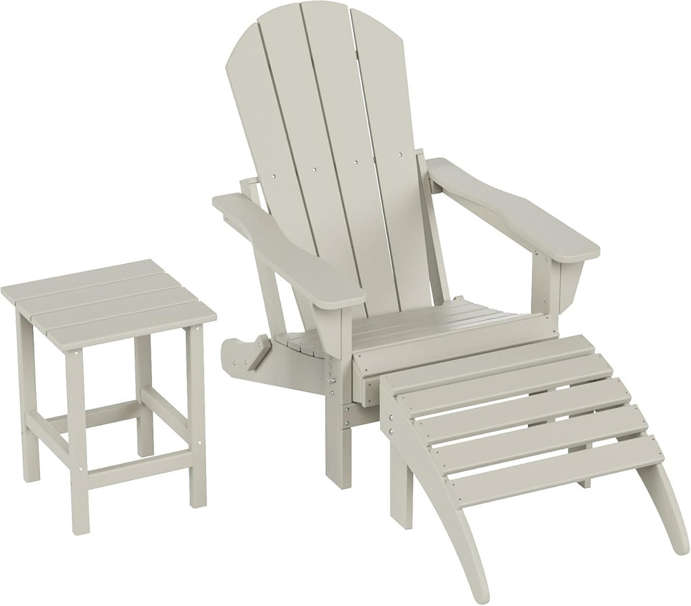 Malibu Outdoor Lounge Chairs, 3-Pieces Adirondack Chair Set with Ottoman and ...