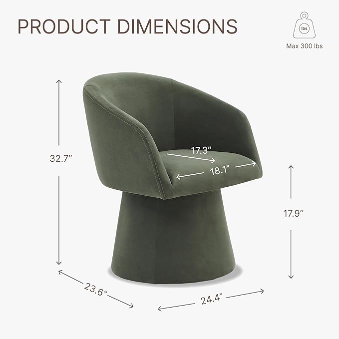 Swivel Dining Chairs Set of 1, Upholstered Mid Century Modern Deskchair with ...