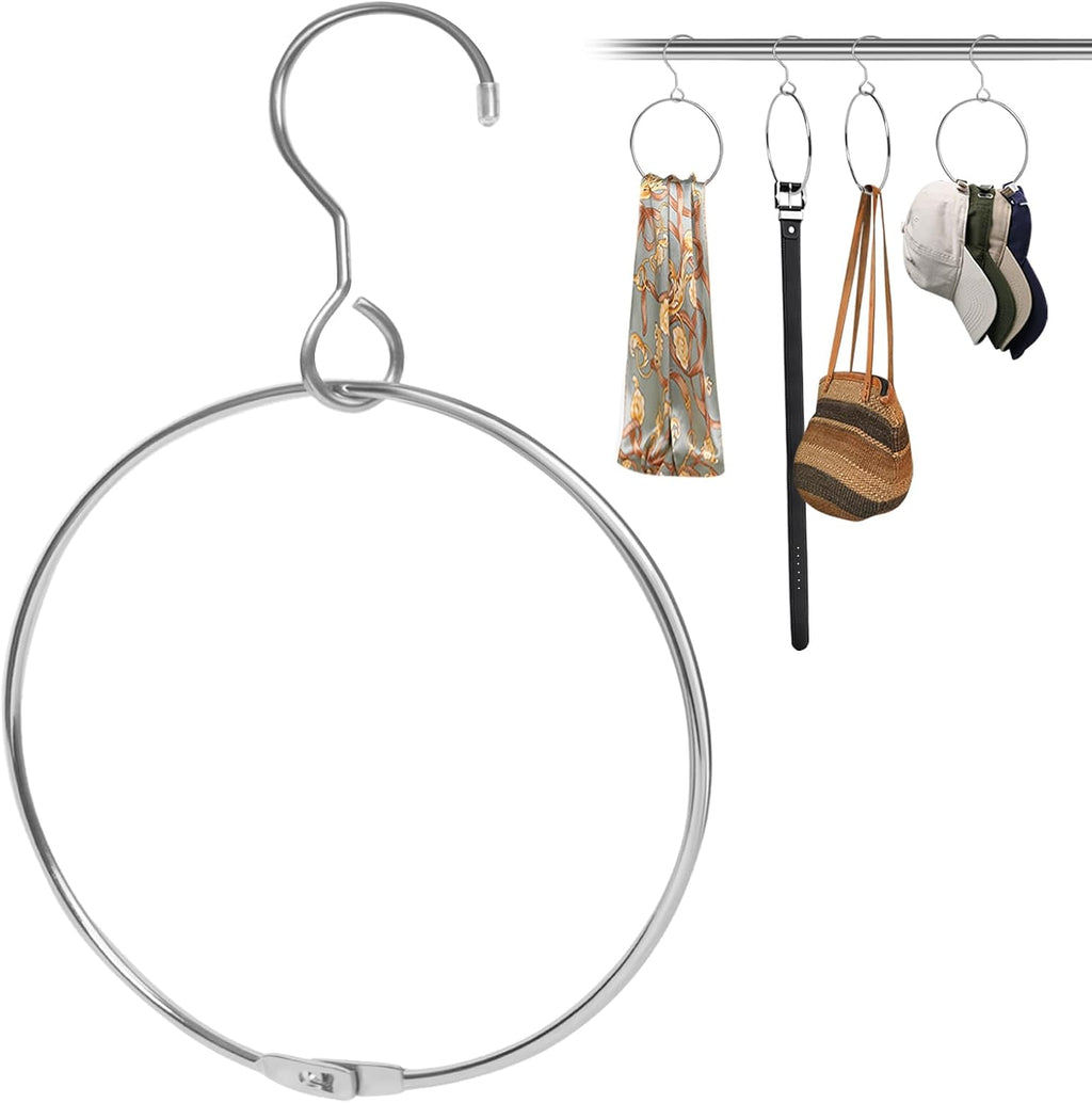 2 Pack Belt Organizer for Closet, Closet Hanger Organizer, Chrome Ring Hanger for Belts Ties Scarves and Accessory Storage