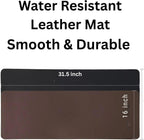 Premium Genuine Leather Desk Mat 31.5" x 15.8" Thick Office Desk Pad with Stitched Edges, Non Slip Rubber Base Large Laptop & Writing Table Pad (Dark Brown)