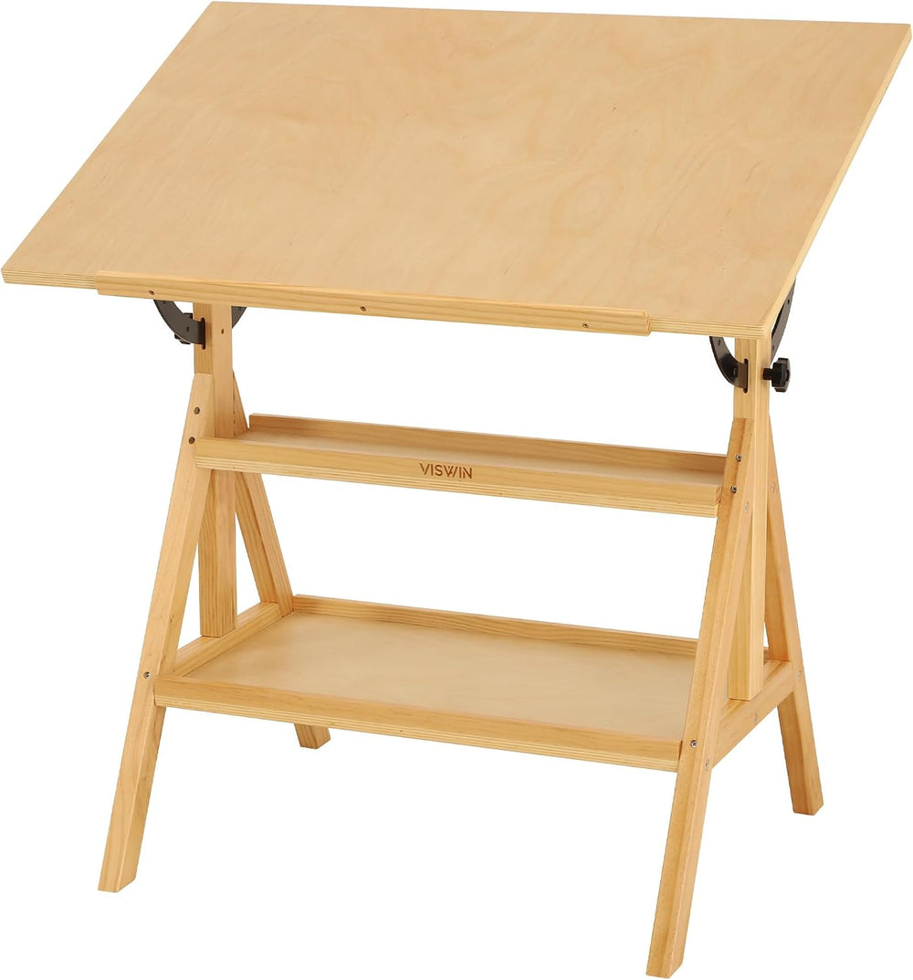 VISWIN Wood Drafting Table for Adults, Drawing Table with Adjustable Angle &a...