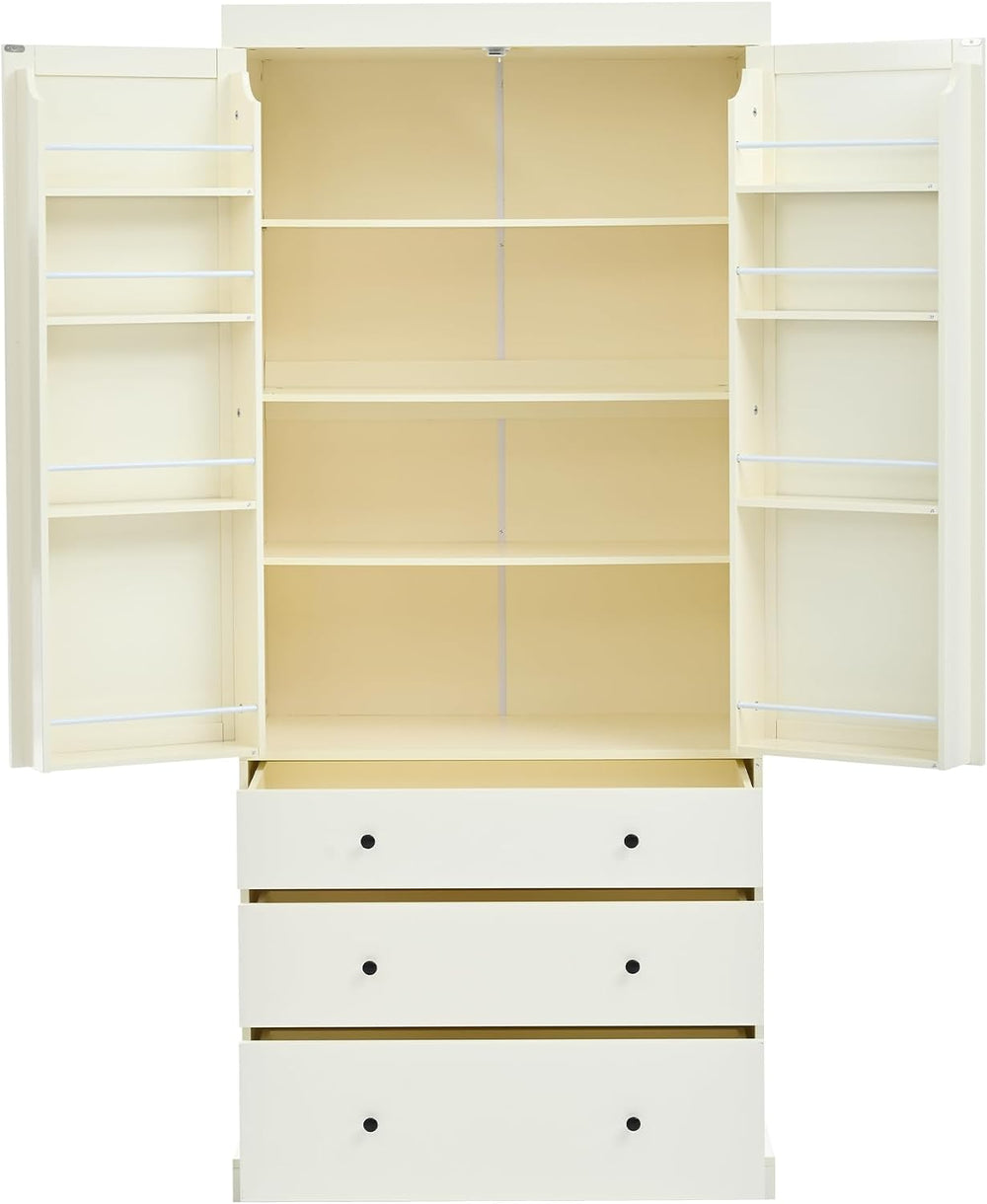 Farmhouse Kitchen Pantry,Extra Large Kitchen Pantry Cabinet, Freestanding Tal...