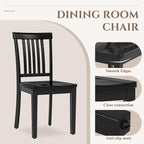 COLAMY Wooden Dining Room Chairs Set of 2, Spindle High Back Windsor Kitchen Side Chair, Farmhouse Dining Chairs for Kitchen, Dining Room, Black