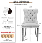 Mid Century Modern Dining Chairs Set of 8, Velvet Upholstered Kitchen & Dining Room Chairs with Nailhead Trim & Brushed Silver Metal Legs, Tufted Kitchen Chairs, Elegant Sillas De Comedor (Red, 8 Pcs)