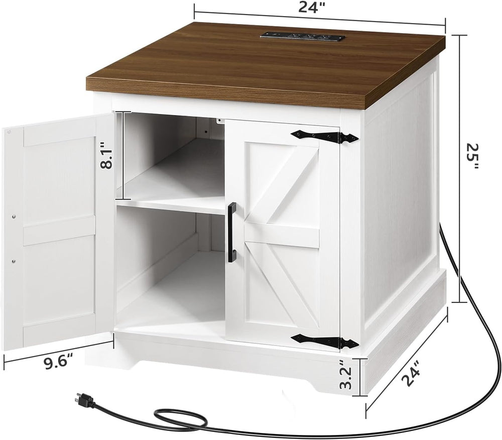MAHANCRIS Farmhouse Nightstand and Dog Crate Furniture Bundle, End Table with...