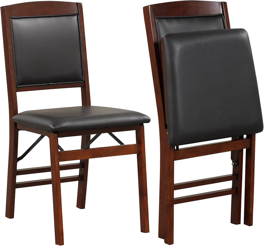 KOTEK Folding Dining Chairs Set of 2, Wooden Kitchen Chairs with Padded Seat ...