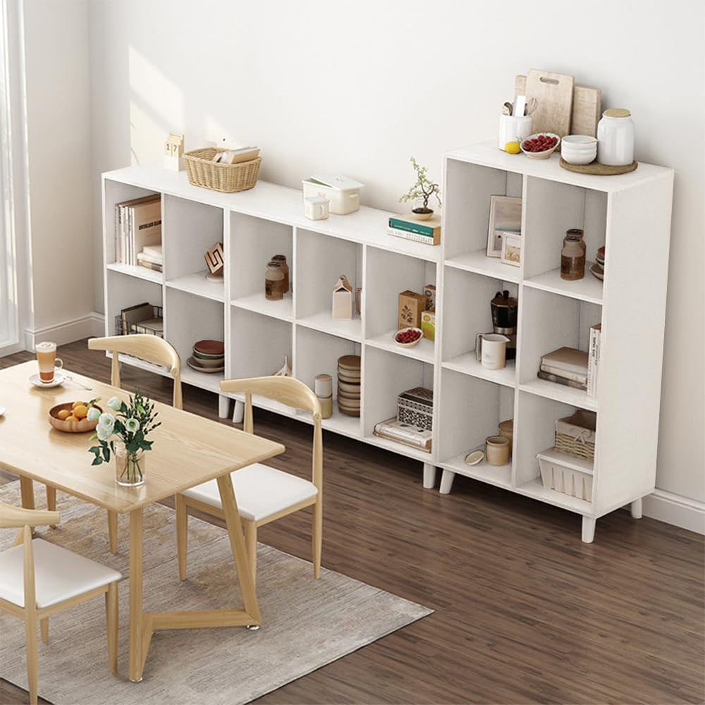 IOTXY Open Cube Low Bookcase - 2-Tier Freestanding Storage Display Cabinet Or...