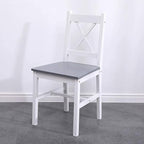 soges Dining Table Set for 4, 42.5 inch Pine Wood Dining Room Table with 4 Chairs, 5-Piece Kitchen Table Chairs Set for Small Space, Apartment, Dinette, Breakfast, White and Grey