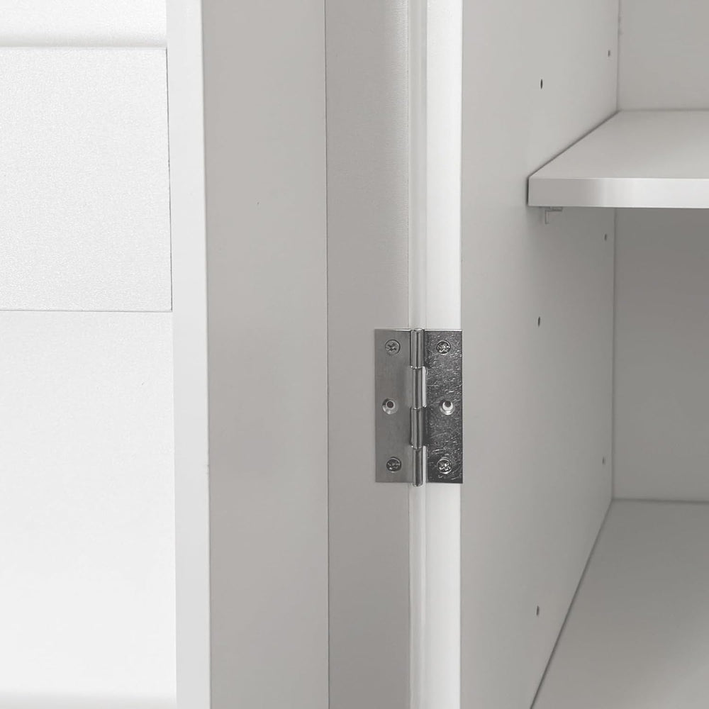 White Kitchen Pantry Cabinet, Freestanding Buffet Cupboard Sideboard with Doo...