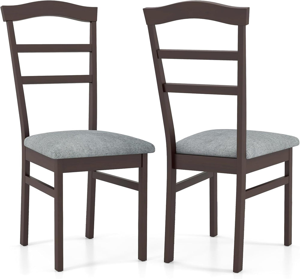 Giantex Wooden Dining Chairs Set of 2, Upholstered Kitchen Chair w/Rubber Woo...