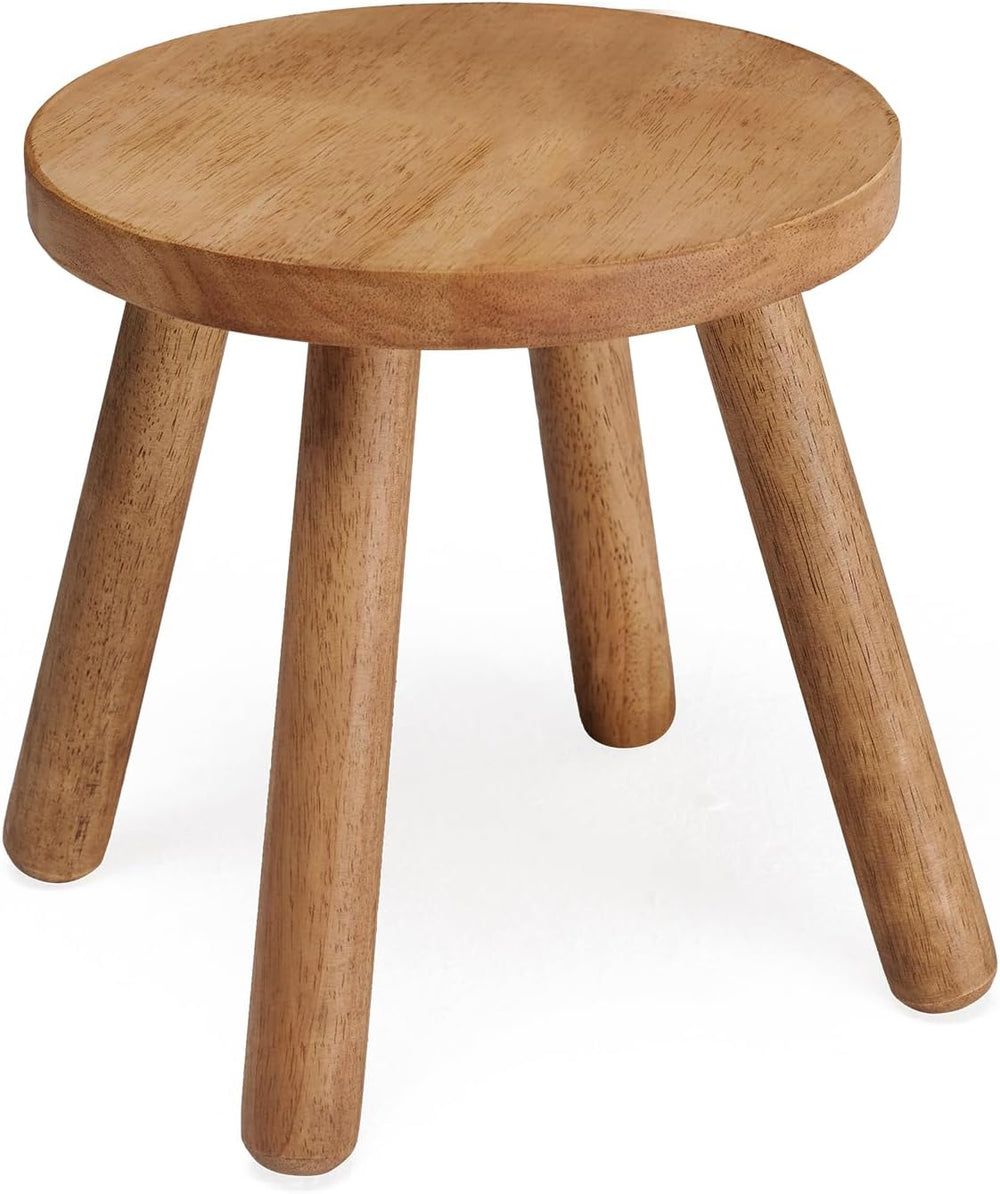 11.8" H Round Solid Wooden Stool Wood Plant Stand Woden Decorative Stool...