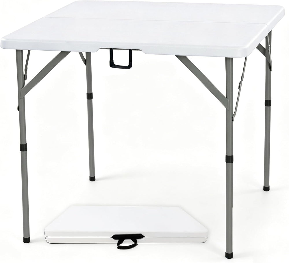 34" Square Folding Card Table, 3ft Foldable Portable Plastic Table | 3 f...