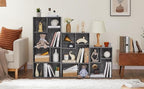 VECELO 3-Cube Small Bookshelf, Modern Bookcases with Shelves Height Up to 12.8 Inches, Suit for Common Size Textbook, Vertical or Horizontal, Cubby Storage Organizer,Grey