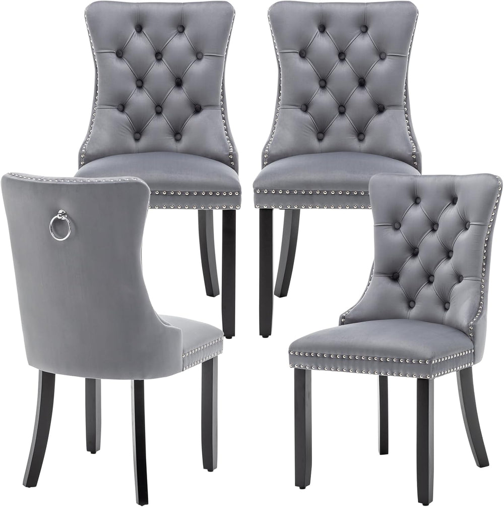 Eifizek Dining Chairs Set of 4 Upholstered Chairs with Tufted Back, Grey