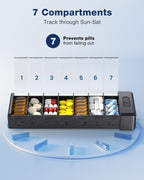 HEIYING 7 Days Pill Organizer with Aluminum Shell for One Week Capacity, Portable Metal Pill Case to Hold Vitamin, Medicine, Supplements