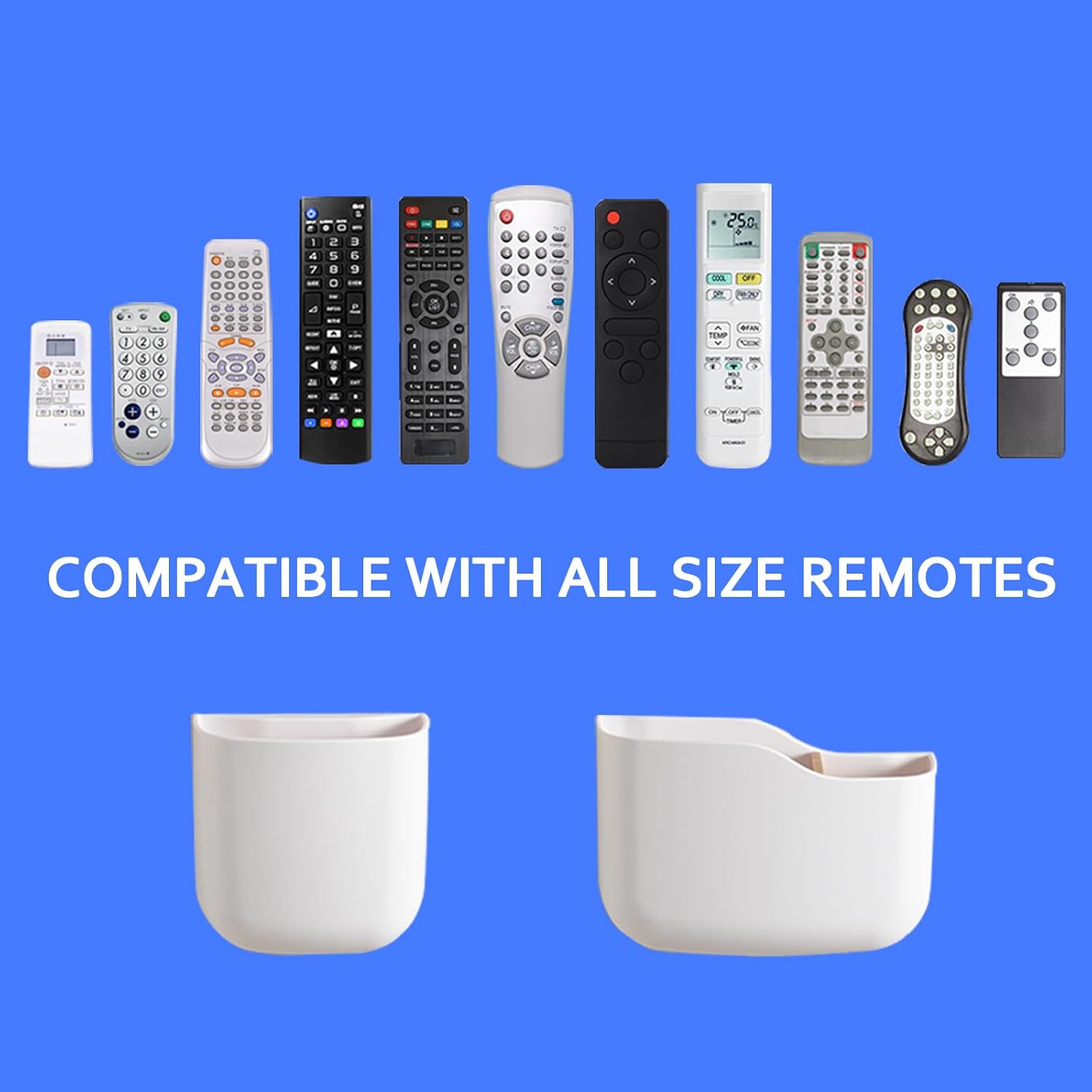 SUNFICON Remote Holder Wall Mount TV FAN Remote Control Holder Bedside Caddy Wall Organizer Phone Holder for Office Adhesive Media Player Controller Holder Box Tray Home Desk Nightstand White 3 Small