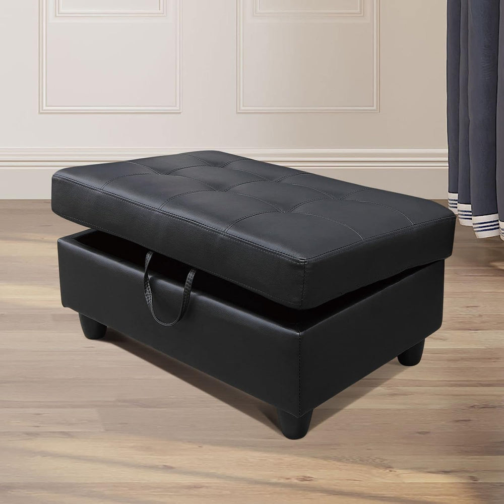 Large Faux Leather Ottoman Foot Rest Stool with Storage,33 in x 22 in x 17 in...