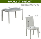 KEIKI 5-Piece Standard Height Dining Table Set with Rectangular Table and 4 Upholstered Chair, for 4 Person, Crystal Decoration Wooden Table Set, Easy Assembly, for Kitchen, Dining Room, Silver Grey