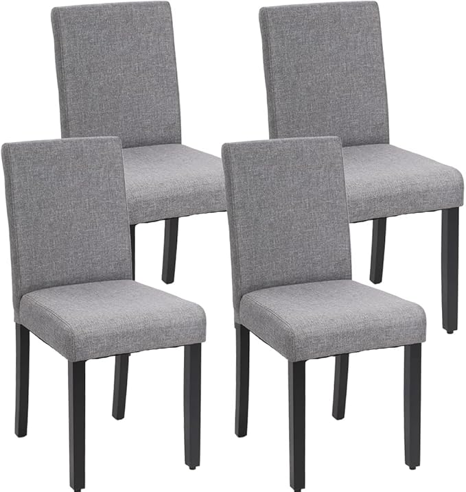 FDW Dining Chairs Set of 4,Dining Room Chairs Kitchen Chairs Elegant Design Modern Fabric Upholstered Dining Chairs,Fabric Grey