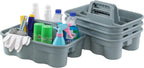 4-Pack Plastic Cleaning Caddy with Handle, Plastic Cleaning Tool Caddy, Gray