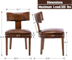 Brown Leather Dining Chairs Set of 6, Upholstered Wooden Dining Room Chairs, Mid Century Modern Farmhouse PU Kitchen Chairs, Accent Armless Side Chairs with Curved Back for Living Room, 6PCS