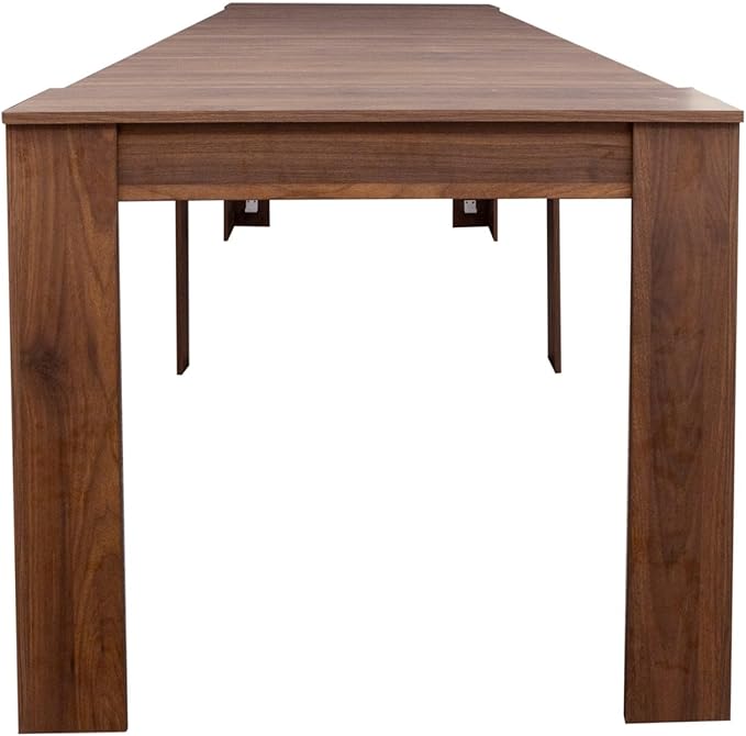 KEIKI 20”-118.5”L Extendable Foldable Dining Room Table for 1-10 People, Wood Modern Rustic Rectangle Expandable Kitchen Living Meeting Room Furniture, 6 Tabletop Length Options, Walnut