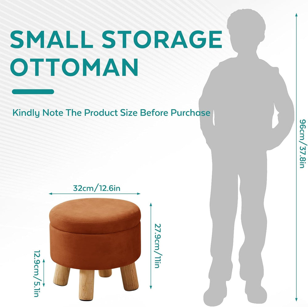 Small Foot Stool Ottoman with Storage, Velvet Ottoman Foot Rest for Couch, Ro...