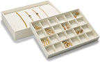 12 Grids Microfiber Jewelry Tray Bracelet Bangle Earring Tray Jewelry Display Trays for Bracelet Bangle Watch Earring Display Storage(Beige)
