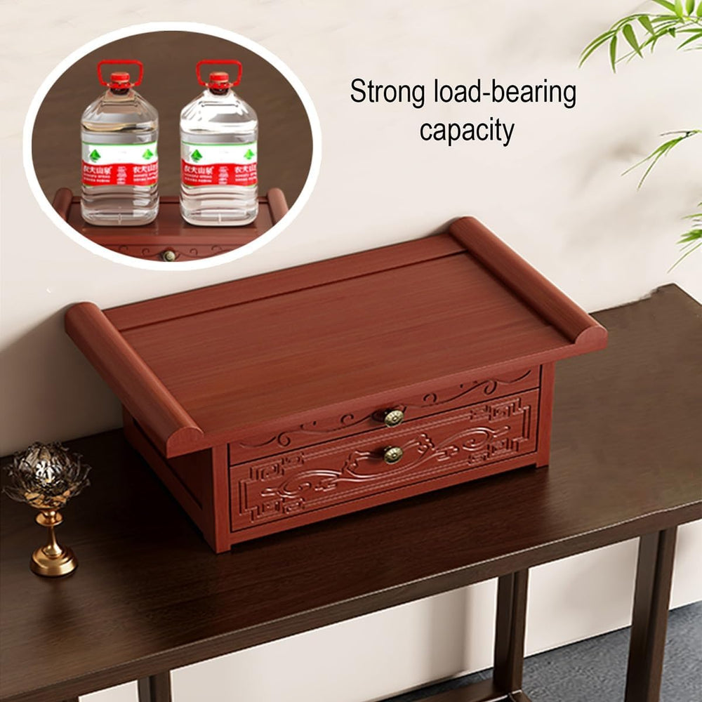 Personal Shrine Desk, Solid Bamboo Buddha Altar Cabinet with Storage, Prayer ...