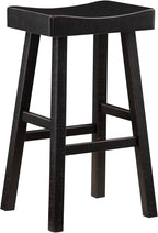 Lexicon Bar Table Set for 3, Small Kitchen Table Set Kitchen Island Table with 3 Saddle Bar Stools, 4 Piece Dining Table Set for Breakfast Nook, Living Room, Apartment, Pub Height, Black