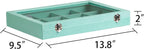 Frebeauty Velvet Jewelry Tray,12 Grid Jewelry Organizer with Clear Lid,Bracelets Holder,Jewelry Display Case with Clasp,Drawer Insert Bangle Brooch,13.8 x 9.5 x 2 Inches,Gift for Women Girl(Turquoise)