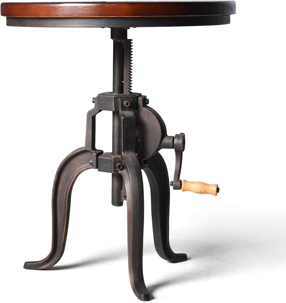 Topower Industrial Retro Side Table Antique Mechanic Crank Height Ajustable B...