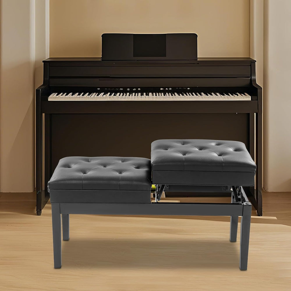 AngelcityCC Longer Duet Piano Bench with Storage, Adjustable Height Double Ke...