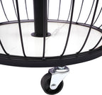 Floor Standing Coat Rack with Storage Basket and Wheels,Carbon Steel Hall Tree with 6 Hooks,Clothes Rack for Entryway,Bedroom,Black