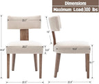 Mid Century Modern Dining Chairs Set of 4, Upholstered Wooden Dining Room Chairs, Farmhouse Kitchen Chairs, Accent Armless Side Chairs with Curved Back for Living Room, Beige Linen, 4PCS