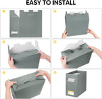 BALEINE File Organizer Box, Cardboard File Folder Organizer with Handle for Letter Size, Portable Collapsible Hanging Filing Box for Home Office Document Storage (4 Pack, Grey)