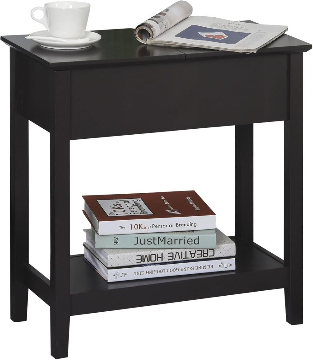 Hinge Cabinet End Table 24x18x30 possessing Bottom Shelf Durable Base Coffee ...