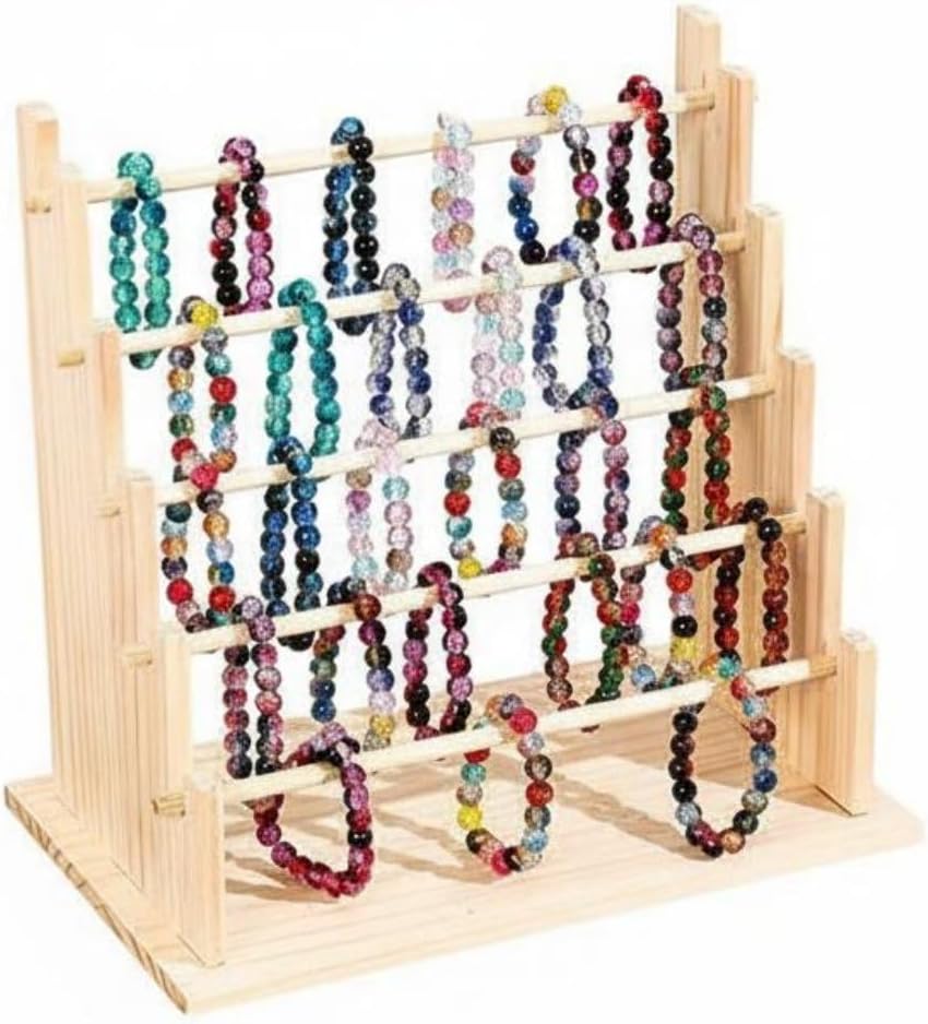Amagogo Hair Hoop Shelf Solid Wood Accessory Stand Foldable Multi-Tier Ladder Headband Holder Display Rack Suitable for Teen Bedroom Dorm Room, Modern