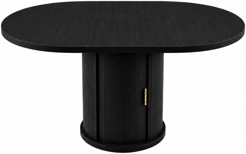 47-63" Extendable Round Dining Table with Storage for 4-6 Person, Fluted...
