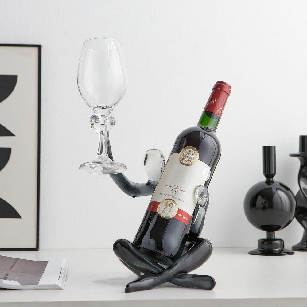 Thinker Statue Wine Rack, Gray Modern Rack for Kitchen Table Decor | Modern G...