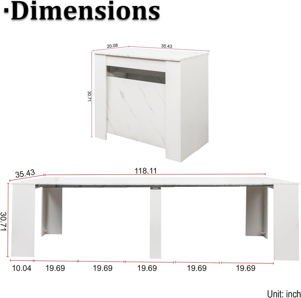 JOYSOURCE Extendable Dining Room Table for up to 12 People 20-119 inch Adjust...