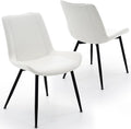 Brage Living Dining Chairs Set of 2, PU Leather Modern Armless Kitchen Dining Room Chairs, Upholstered Accent Side Chairs with Metal Legs (Pearl White)