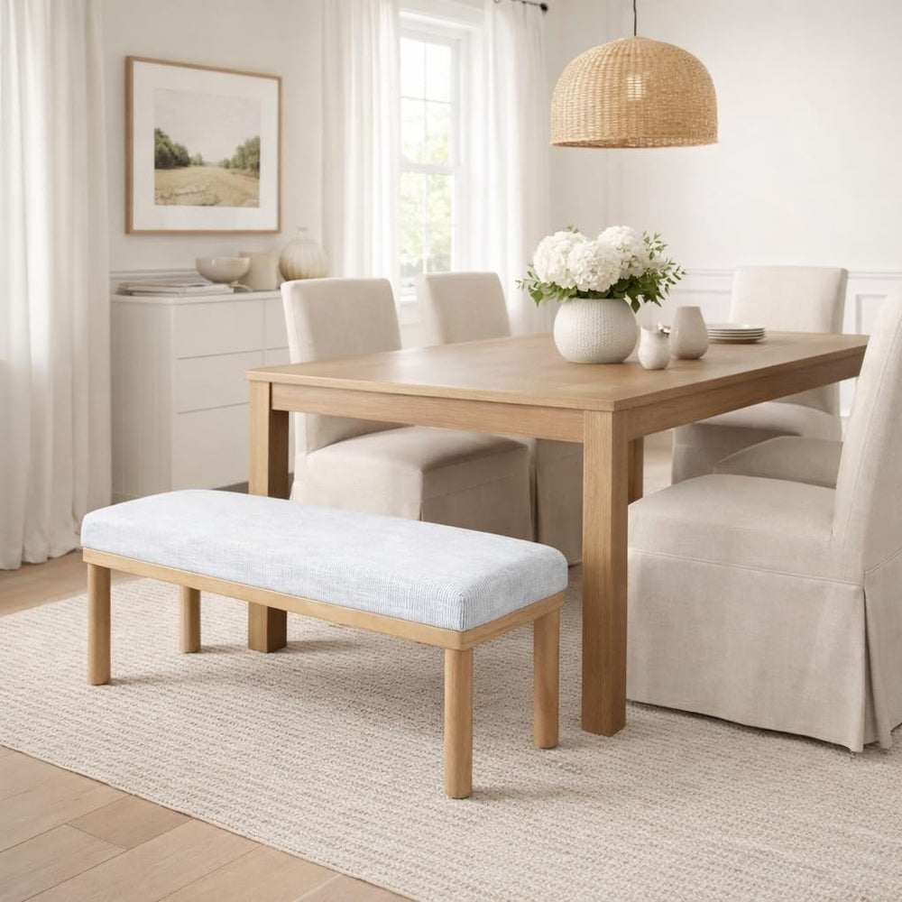 HomePop 47.5" Oslo Bench - Blue Pinstripe Fabric