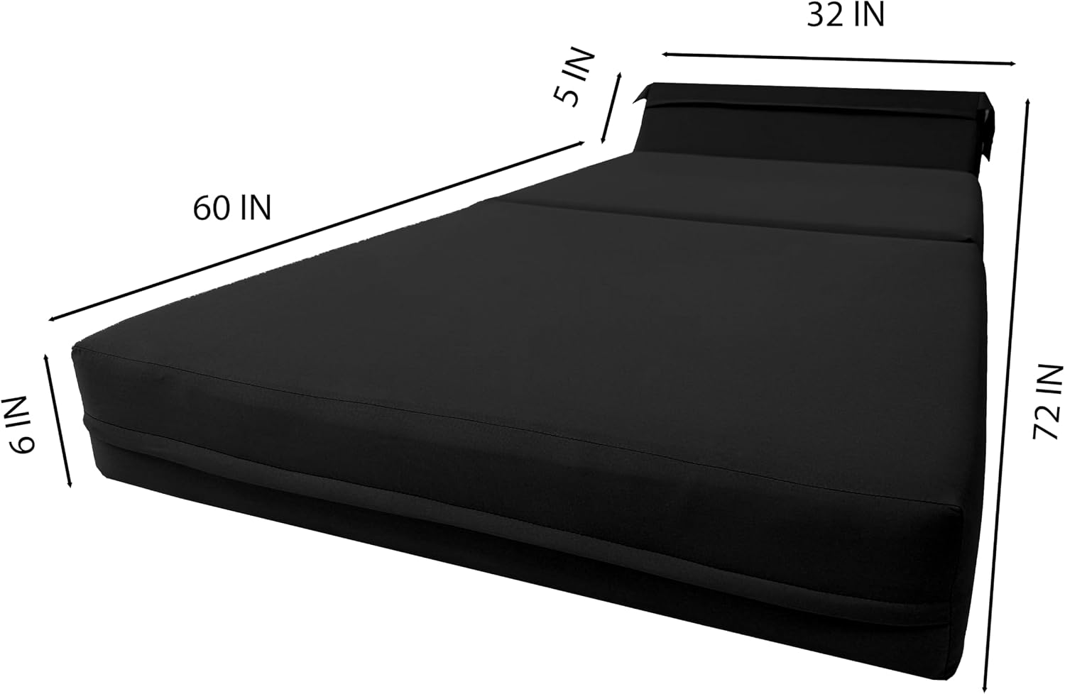 D&D Futon Furniture Sleeper Chair Folding Foam Bed, Portable Studio Guest Sofa Beds 6 x 32 x 70 Black
