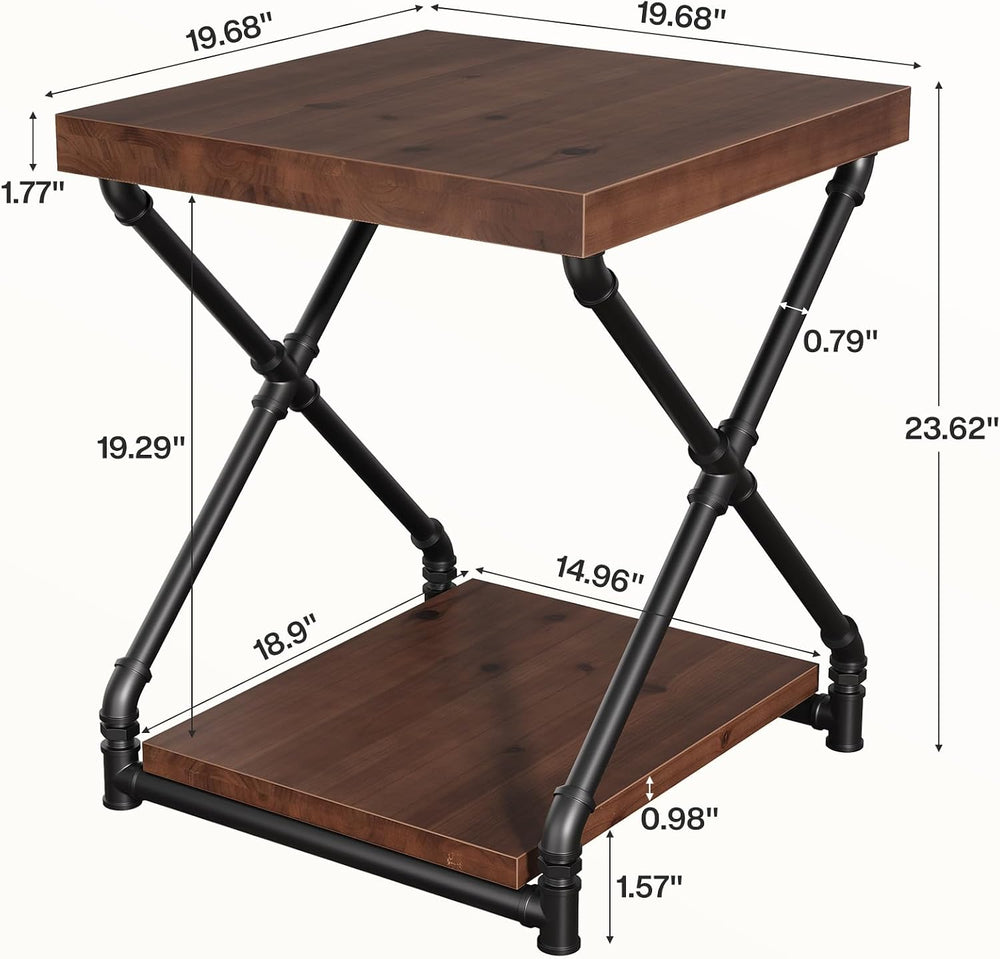 Tribesigns Solid Wood End Side Table with Storage Space for Living Room, Smal...