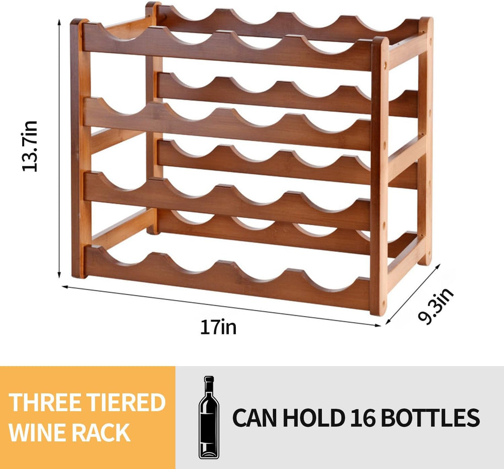 Wine Rack Countertop, 16 Bottle Wine Racks for Wine Bottles Storage Display, ...